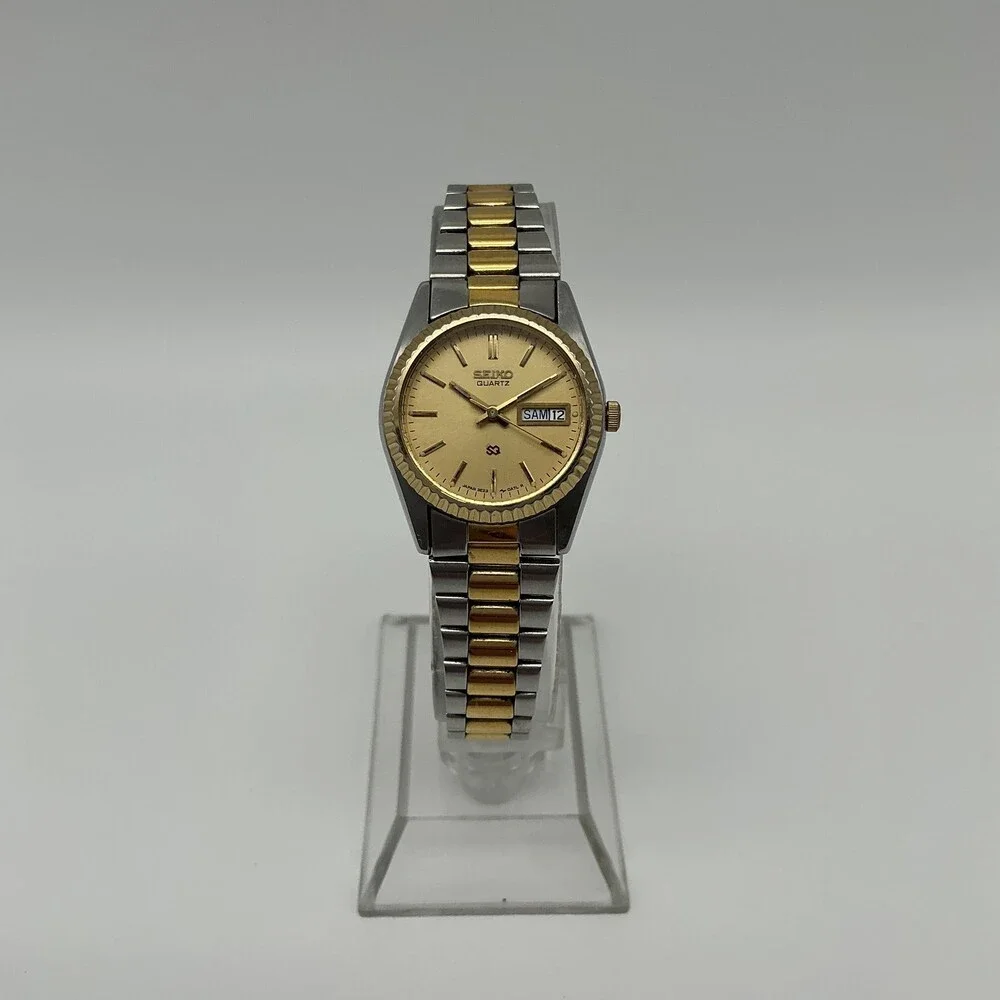 Vintage Seiko Quartz 8223-0060 Womens Watch 24mm Two Tone New Battery 6.5
